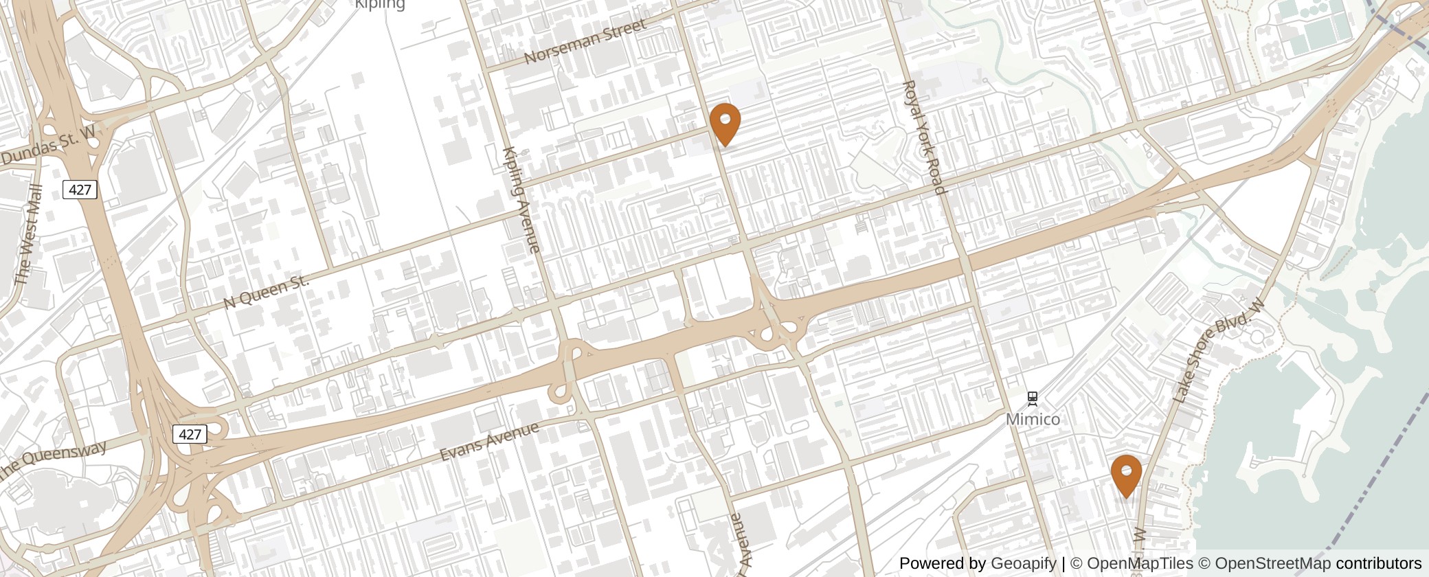 Map of Multiplexes in Etobicoke-Lakeshore, Toronto (Ward 3)