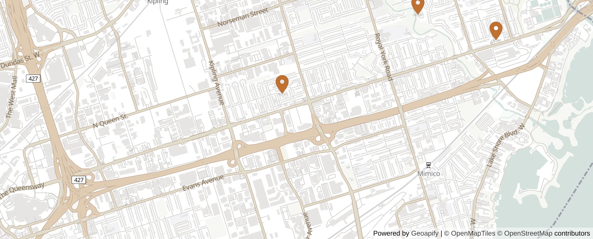 Map of Multiplexes in Etobicoke-Lakeshore, Toronto (Ward 3)