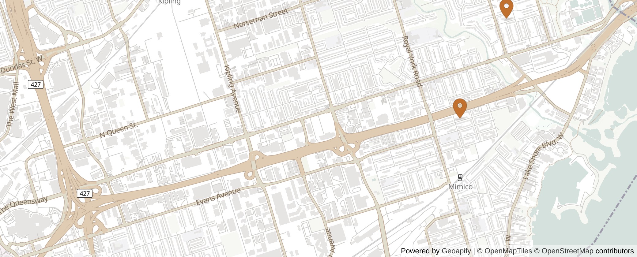 Map of Multiplexes in Etobicoke-Lakeshore, Toronto (Ward 3)