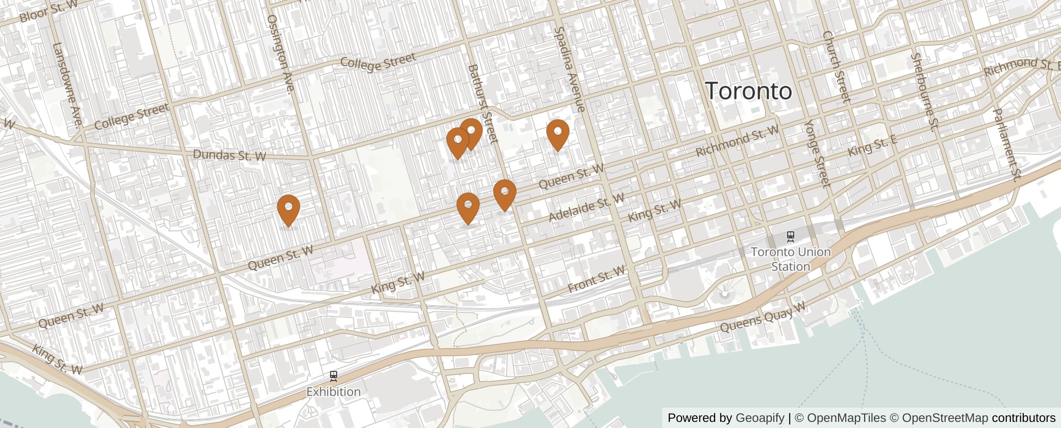 Map of Multiplexes in Spadina-Fort York, Toronto (Ward 10)
