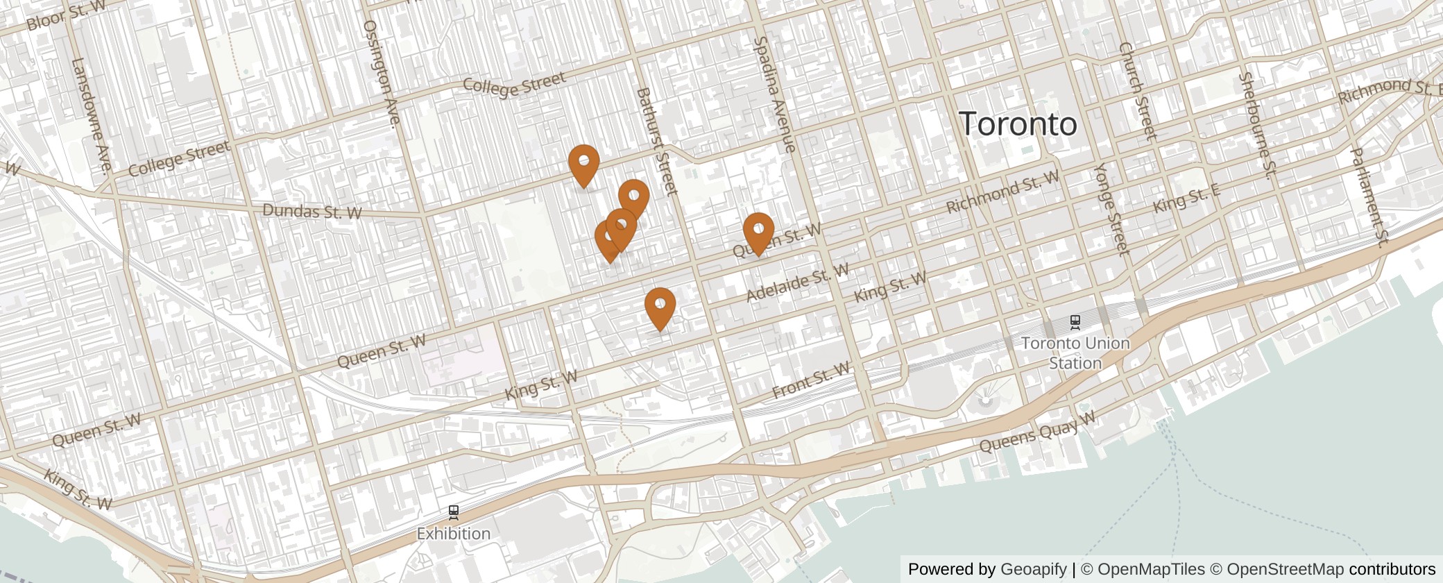 Map of Multiplexes in Spadina-Fort York, Toronto (Ward 10)