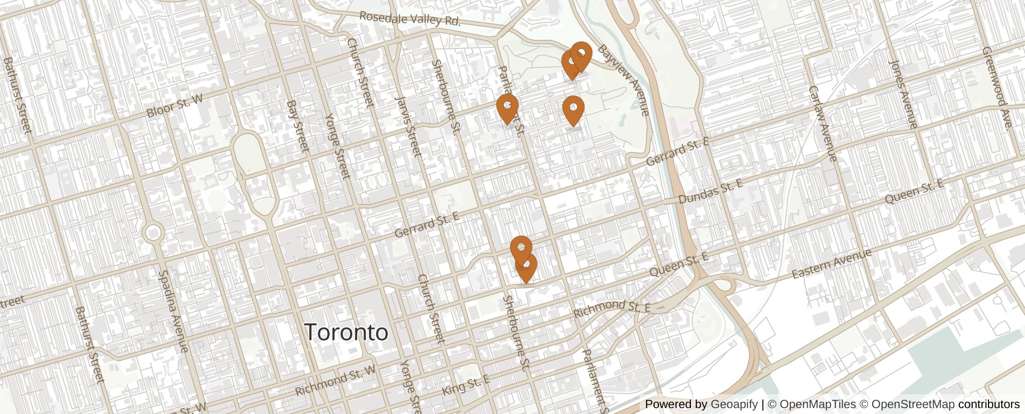 Map of Multiplexes in Toronto Centre, Toronto (Ward 13)