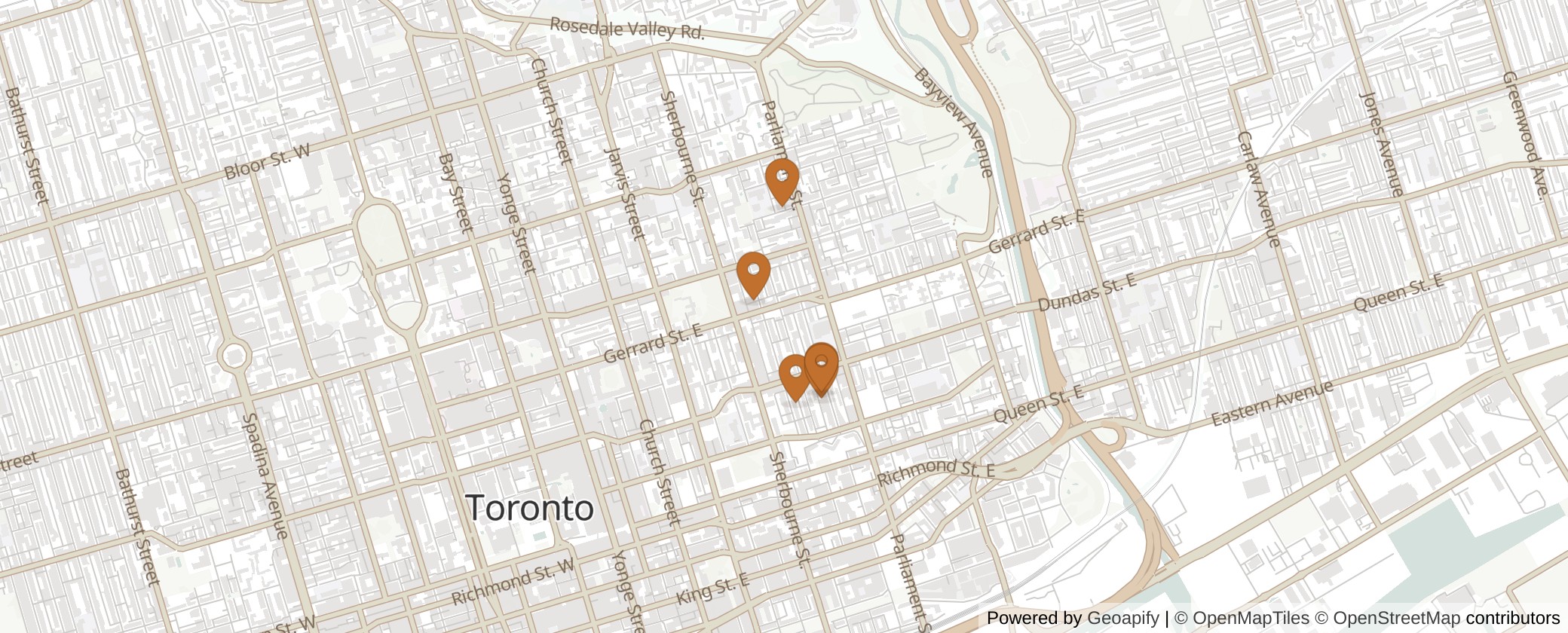 Map of Multiplexes in Toronto Centre, Toronto (Ward 13)