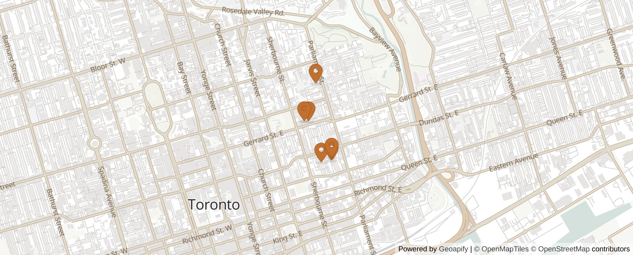 Map of Multiplexes in Toronto Centre, Toronto (Ward 13)
