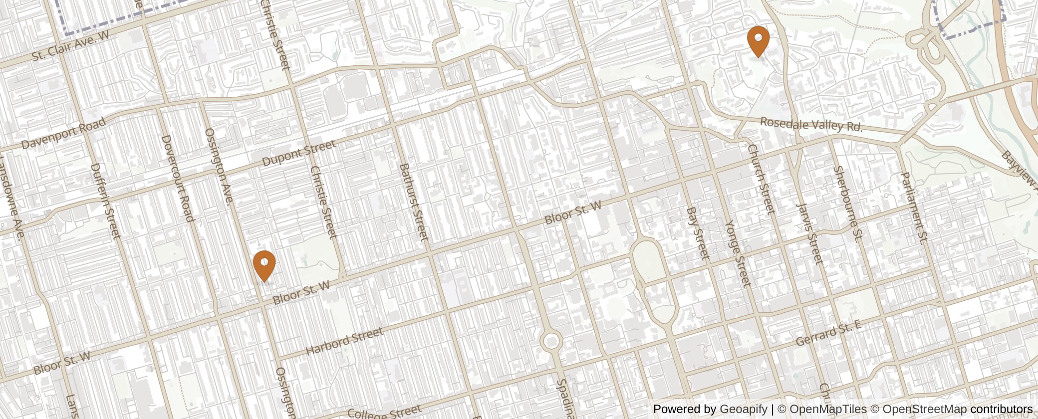 Map of Multiplexes in University-Rosedale, Toronto (Ward 11)