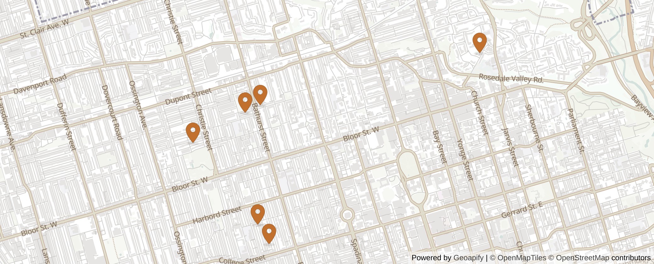 Map of Multiplexes in University-Rosedale, Toronto (Ward 11)