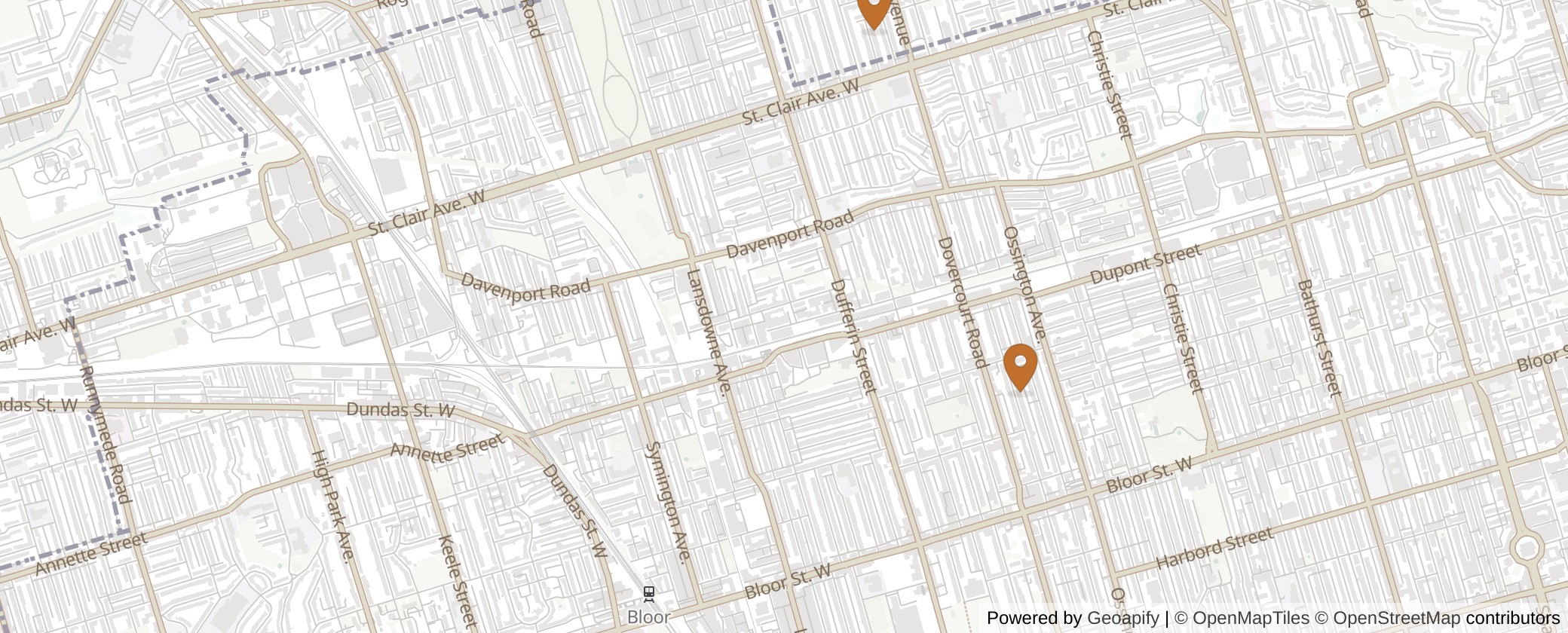 Map of Multiplexes in Davenport, Toronto (Ward 9)