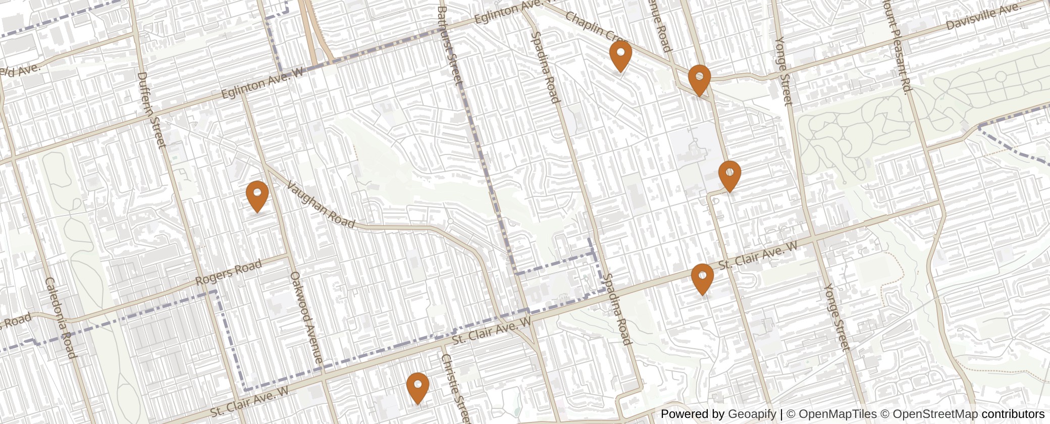 Map of Multiplexes in Toronto-St. Paul's, Toronto (Ward 12)