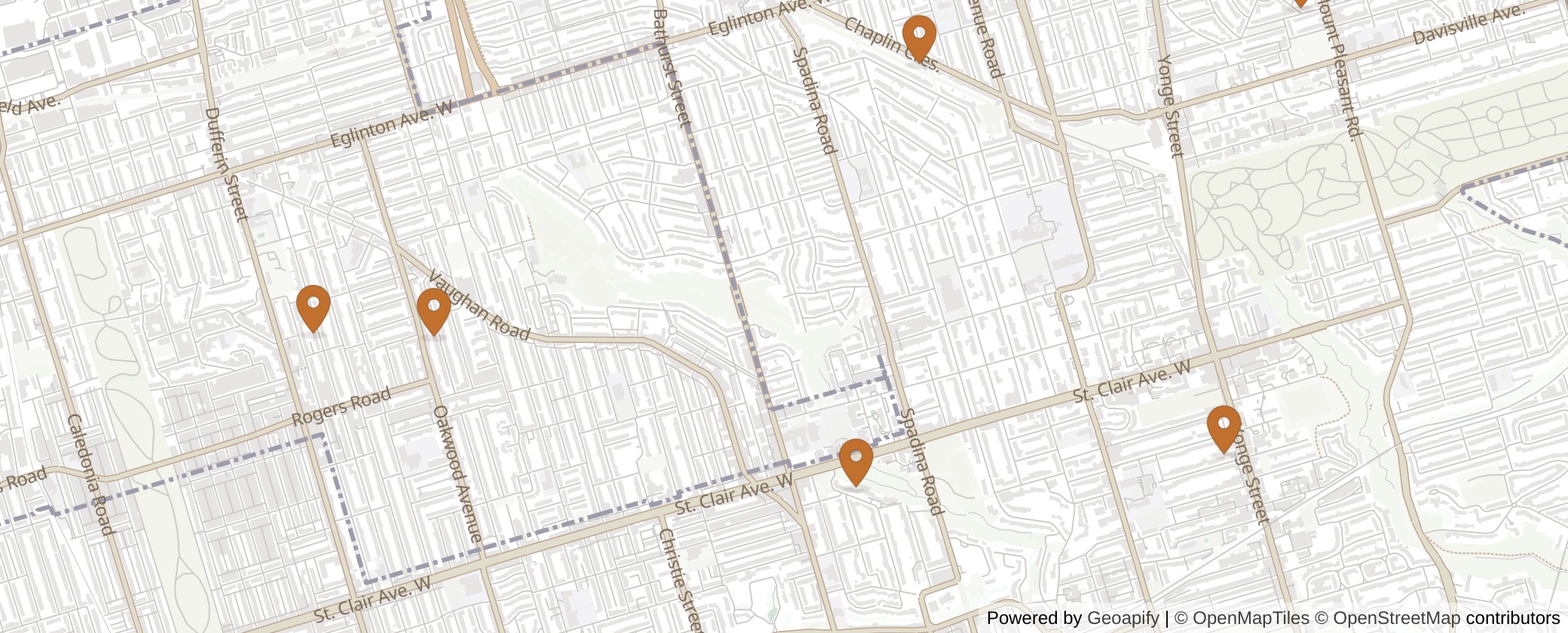 Map of Multiplexes in Toronto-St. Paul's, Toronto (Ward 12)