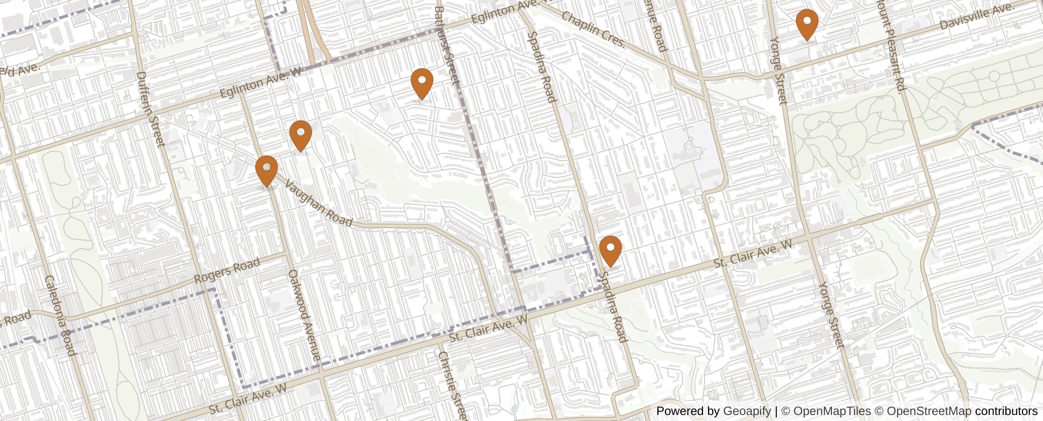 Map of Multiplexes in Toronto-St. Paul's, Toronto (Ward 12)