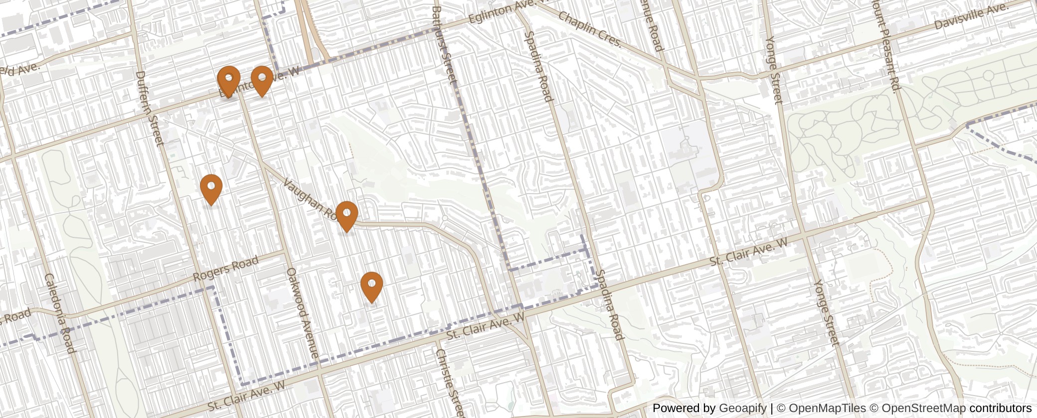 Map of Multiplexes in Toronto-St. Paul's, Toronto (Ward 12)