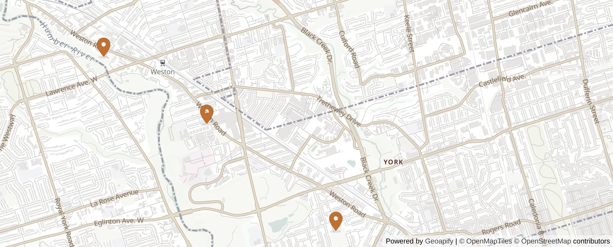 Map of Multiplexes in York South-Weston, Toronto (Ward 5)