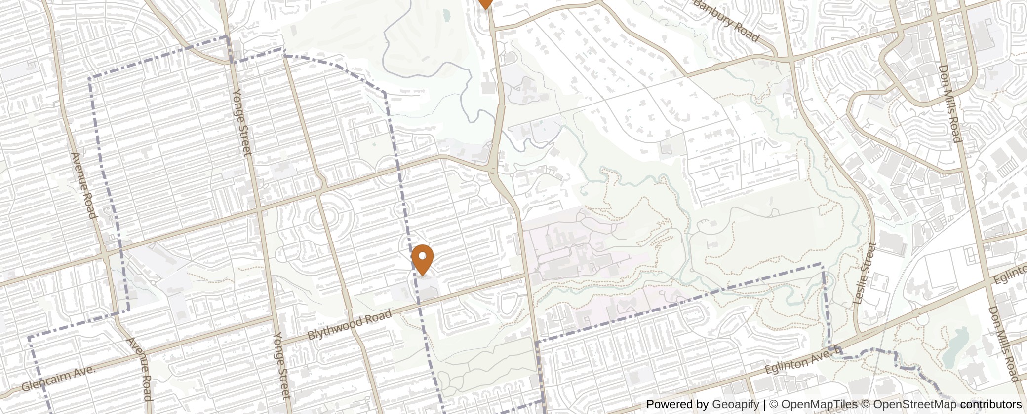Map of Multiplexes in Don Valley West, Toronto (Ward 15)