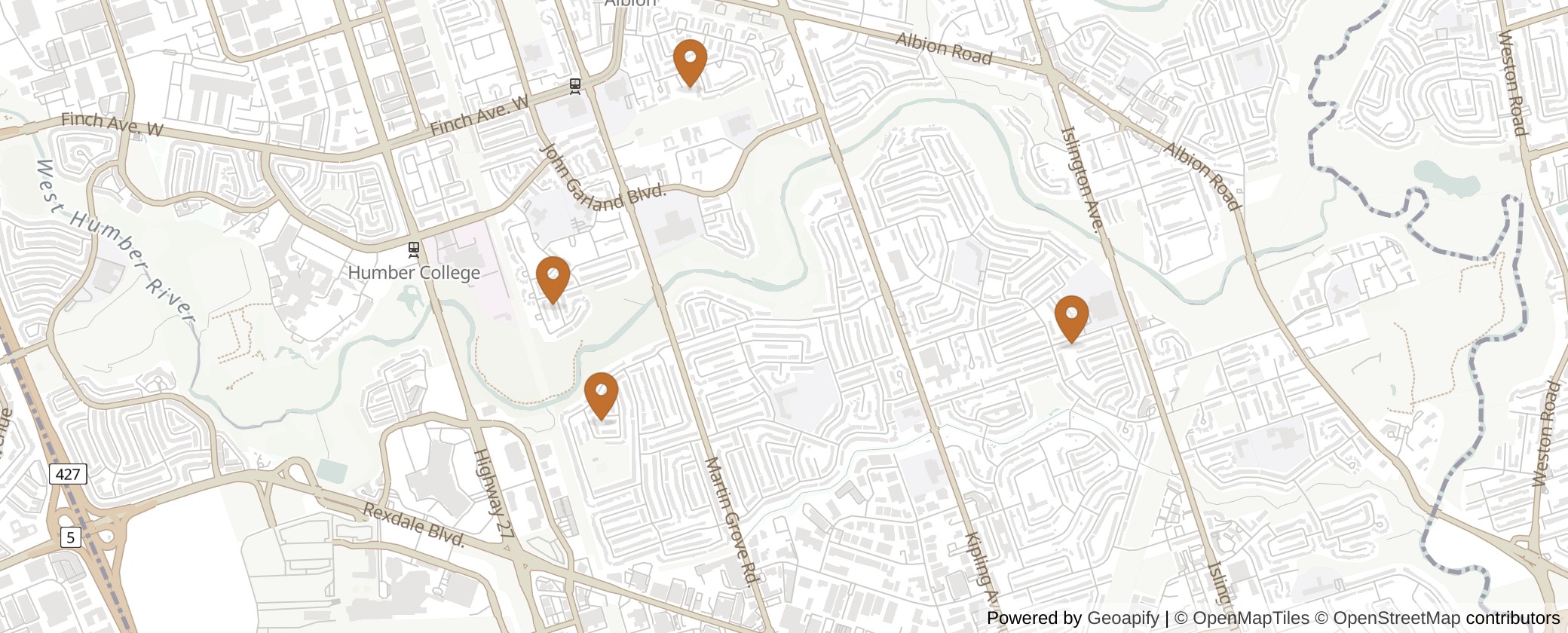 Map of Multiplexes in Etobicoke North, Toronto (Ward 1)
