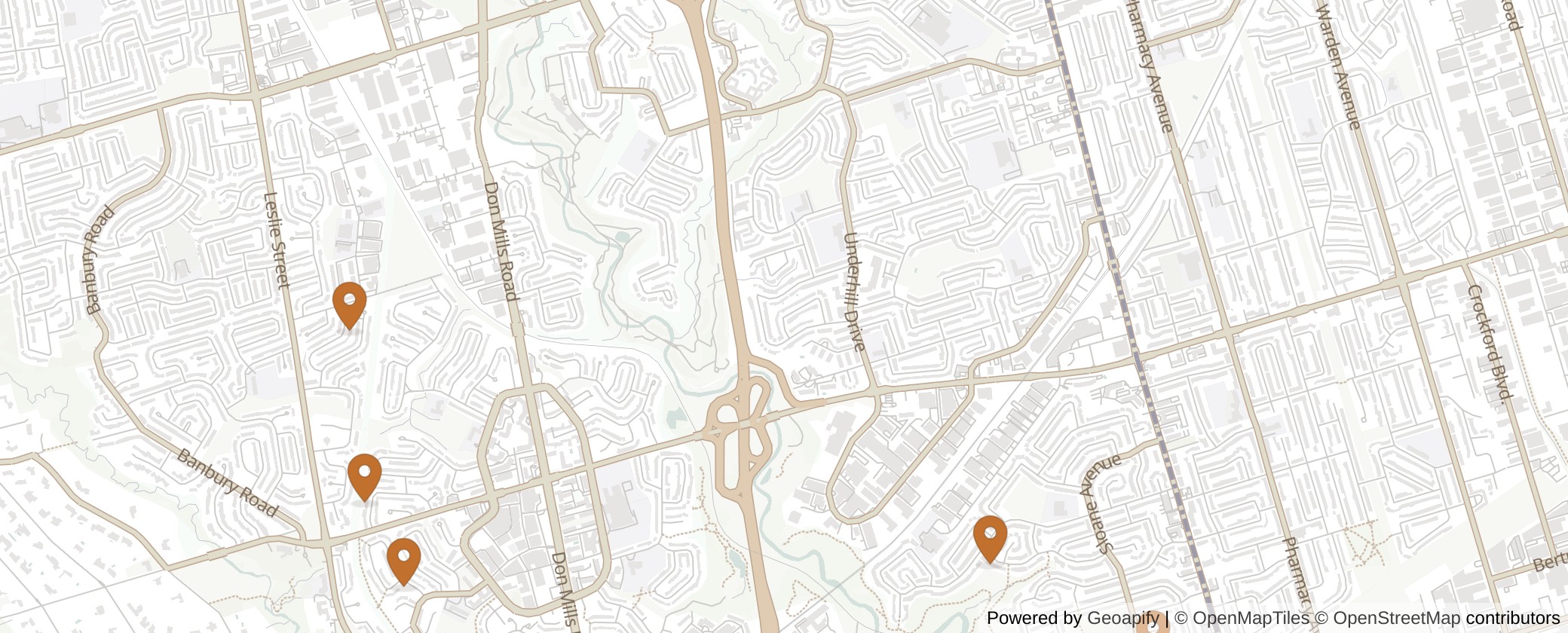 Map of Multiplexes in Don Valley East, Toronto (Ward 16)