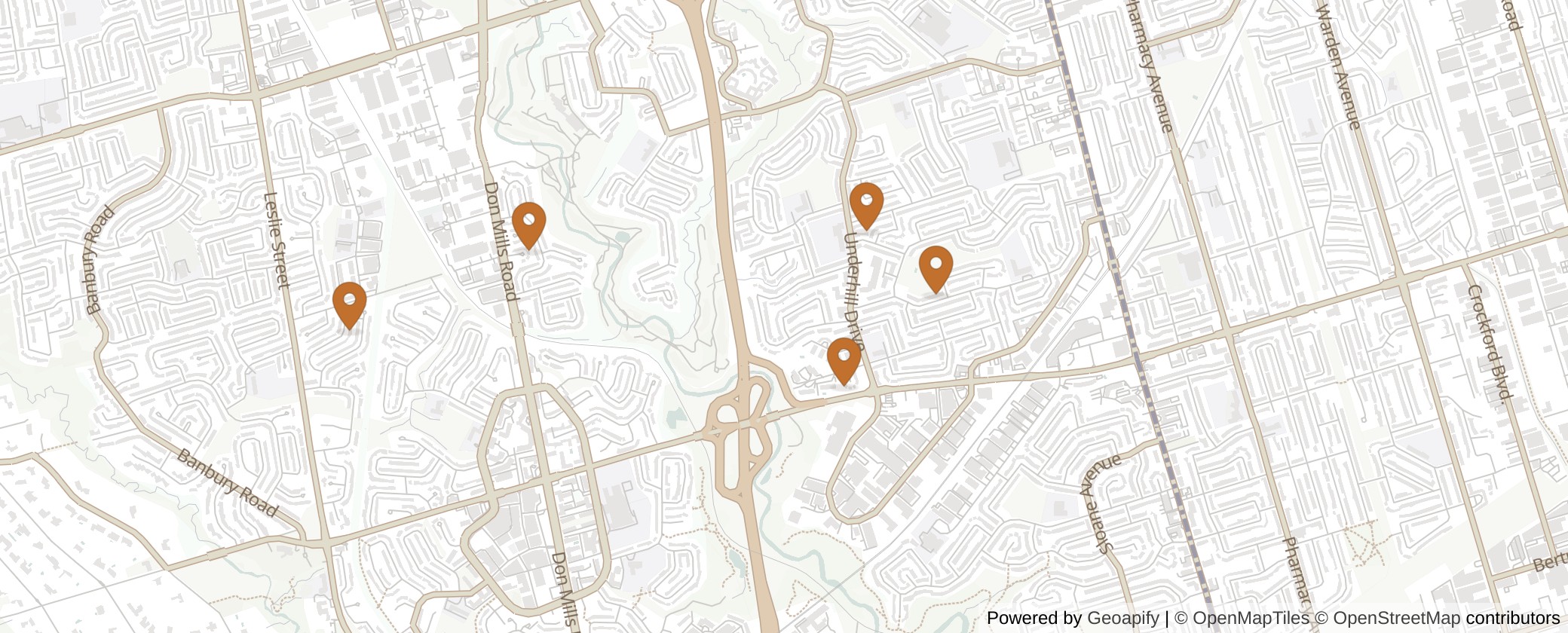 Map of Multiplexes in Don Valley East, Toronto (Ward 16)