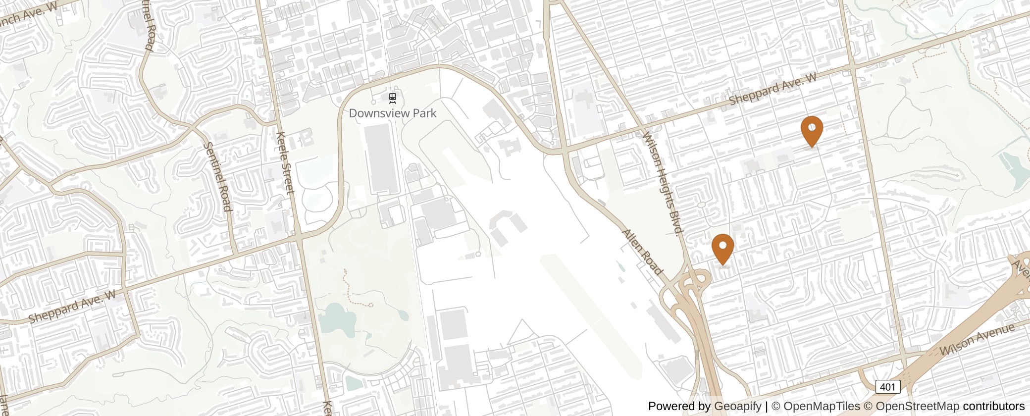 Map of Multiplexes in York Centre, Toronto (Ward 6)
