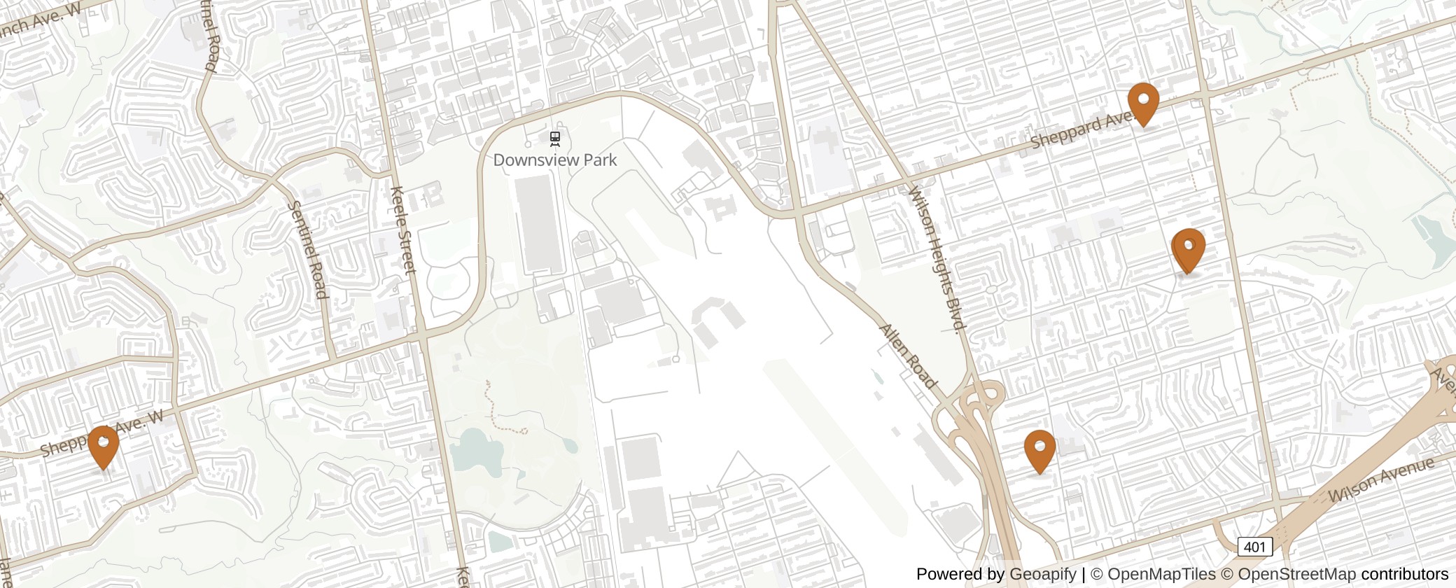 Map of Multiplexes in York Centre, Toronto (Ward 6)