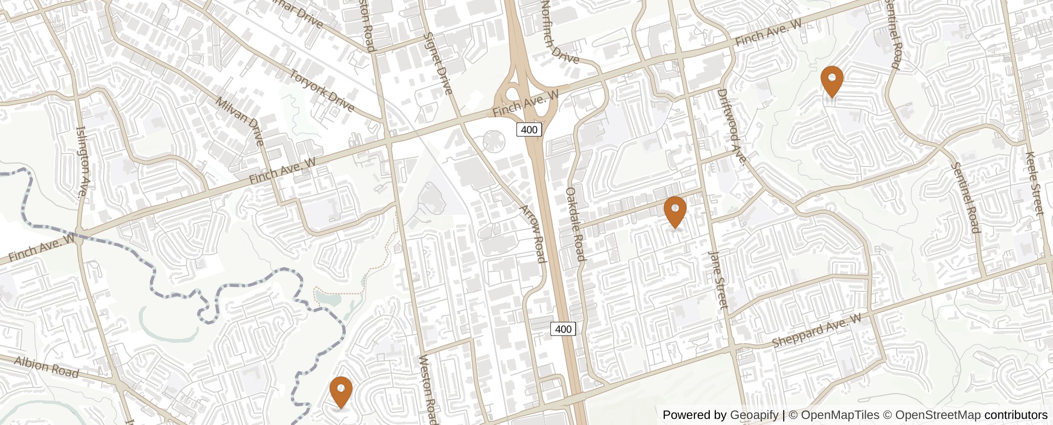 Map of Multiplexes in Humber River-Black Creek, Toronto (Ward 7)