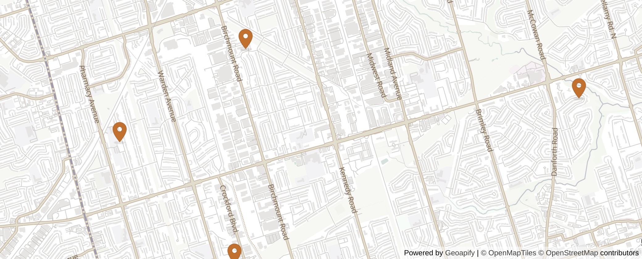Map of Multiplexes in Scarborough Centre, Toronto (Ward 21)