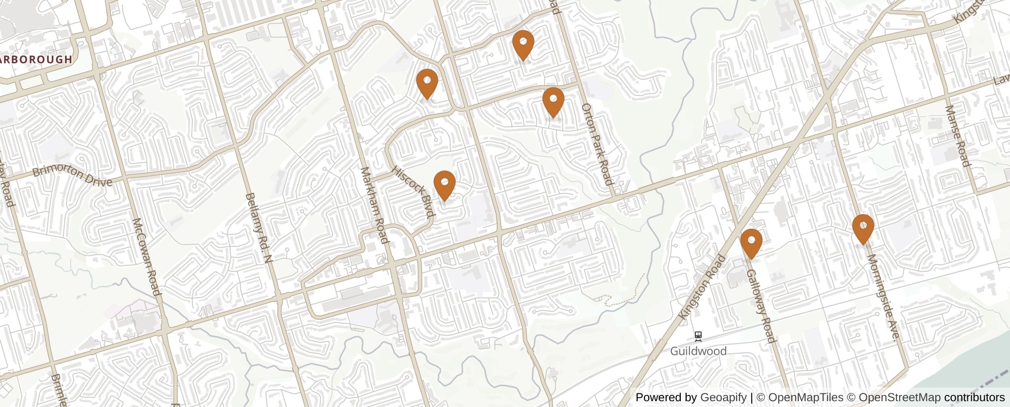 Map of Multiplexes in Scarborough-Guildwood, Toronto (Ward 24)