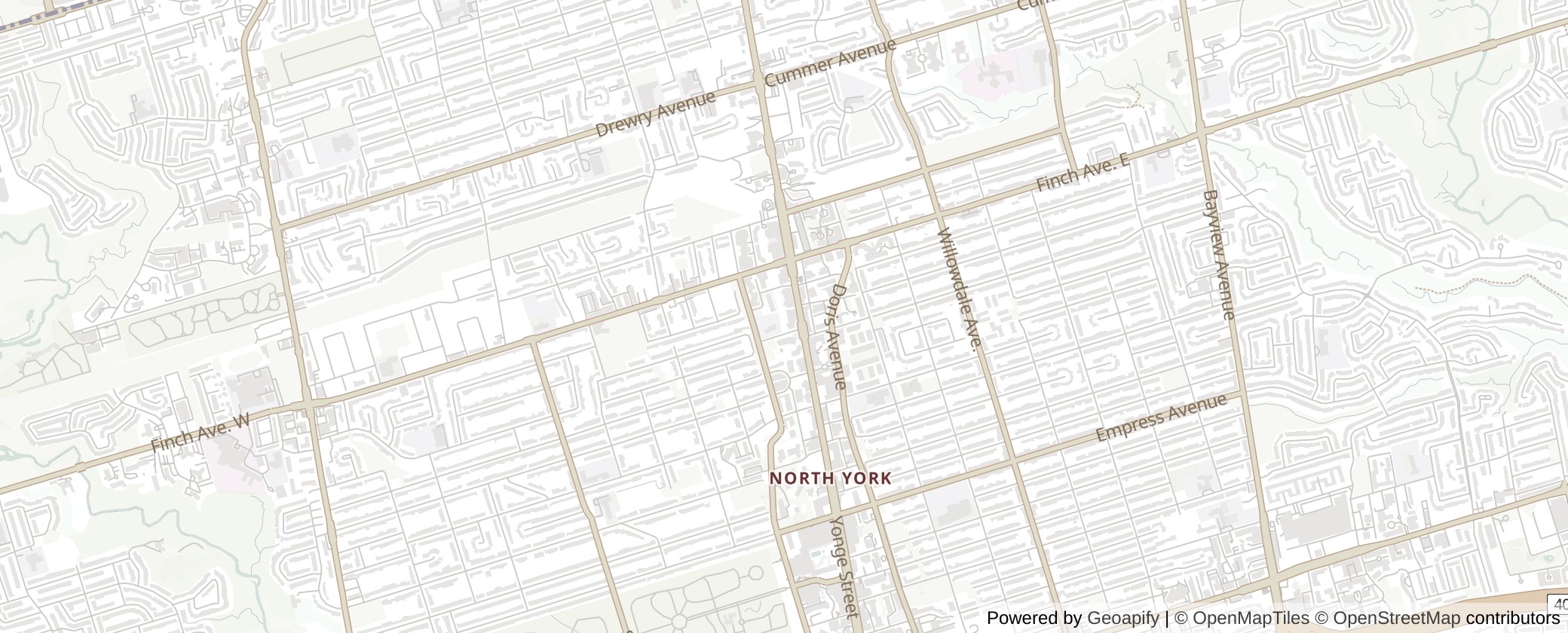 Map of Multiplexes in Willowdale, Toronto (Ward 18)