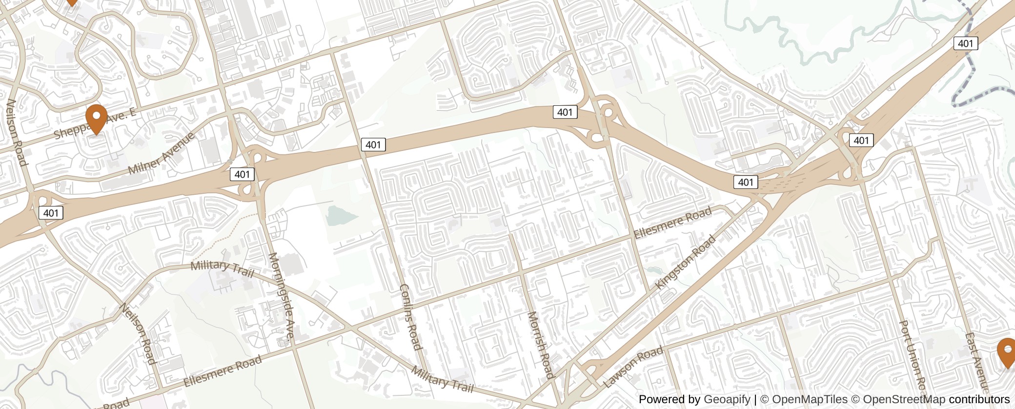Map of Multiplexes in Scarborough-Rouge Park, Toronto (Ward 25)