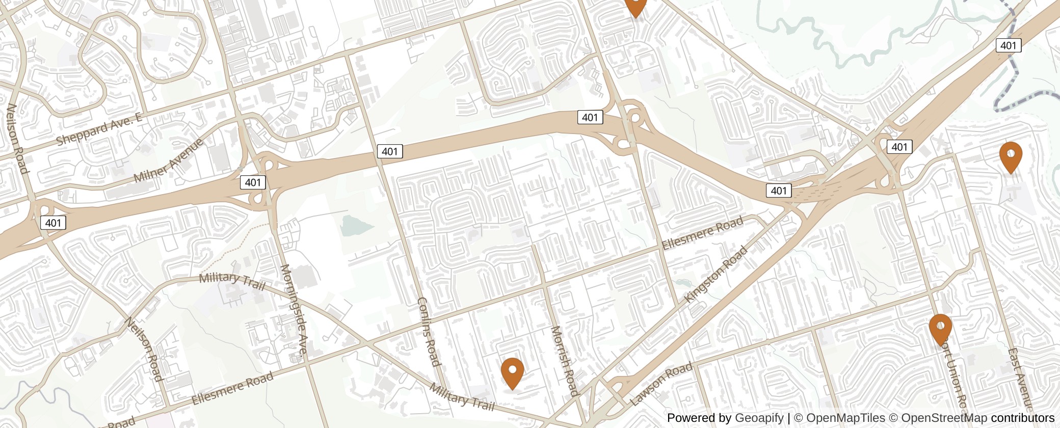 Map of Multiplexes in Scarborough-Rouge Park, Toronto (Ward 25)