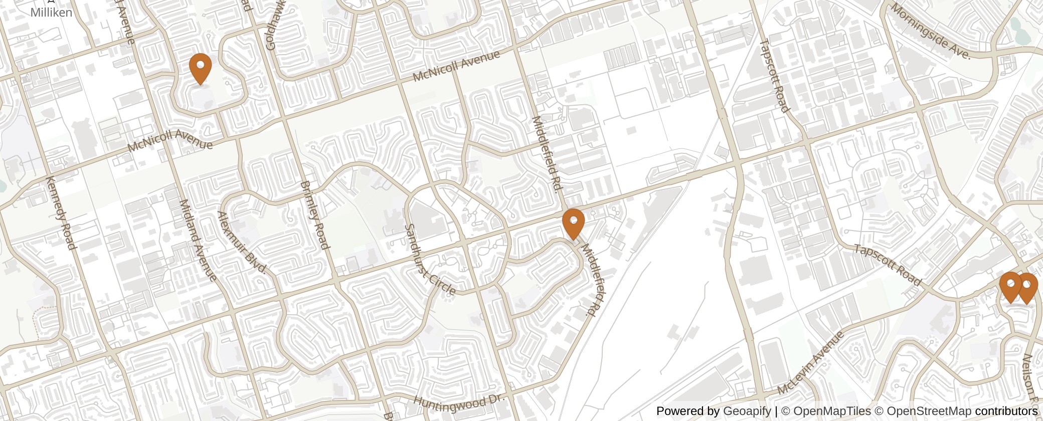 Map of Multiplexes in Scarborough North, Toronto (Ward 23)
